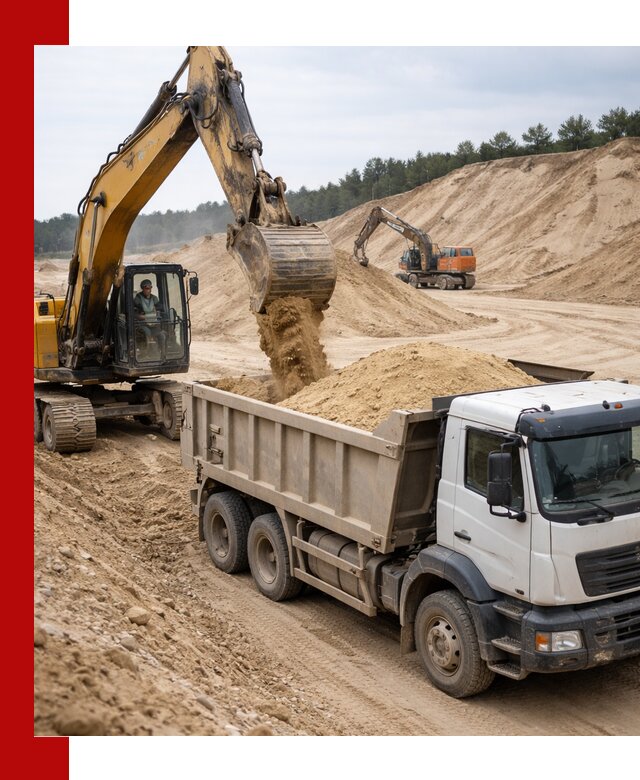 Доставка карьерного песка с самосвалами и разгрузкой в Шелехове