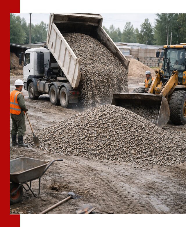 Мытый гравий с доставкой в Шелехове от карьера до участка