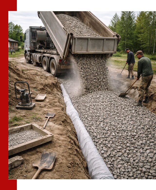 Гравий для дренажа с доставкой в Шелехове качественный и недорогой