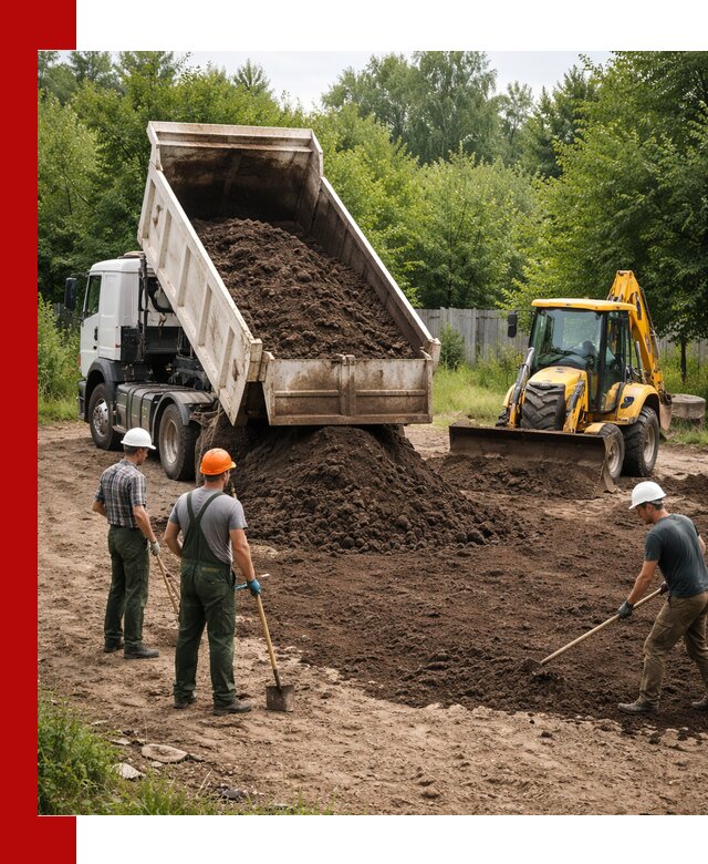 Доставка и укладка грунта для выравнивания участка в Шелехове