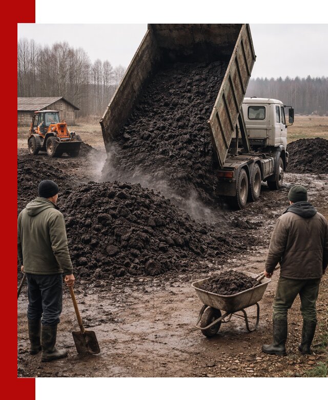 Доставка низинного торфа с разгрузкой и доставкой в Шелехове