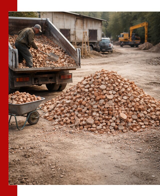 Доставка и подушка из боя кирпича с разгрузкой в Шелехове