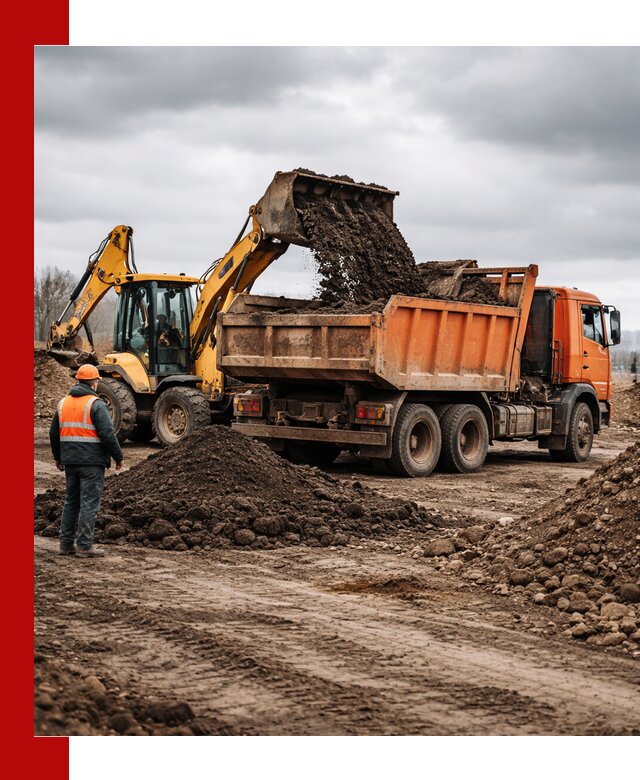 Вывоз грунта и строительного мусора в Шелехове грузовыми самосвалами