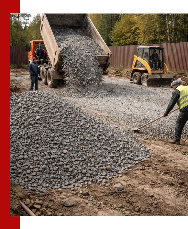 Отсыпка участка щебнем с доставкой и уплотнением в Шелехове