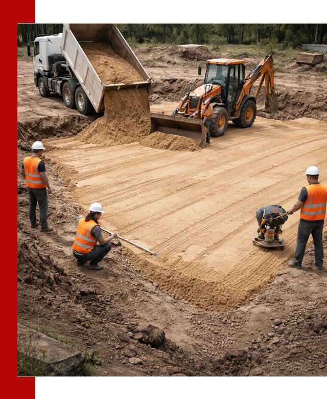 Устройство песчаной подушки для фундаментов и дорог в Шелехове